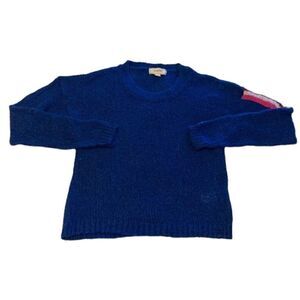 No comment blue scoop neck sweater Medium